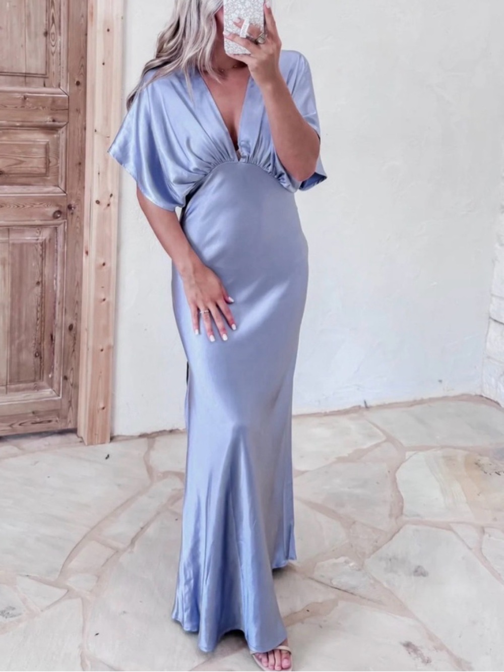Dress Forum Lavender Satin V-Neck Maxi Dress